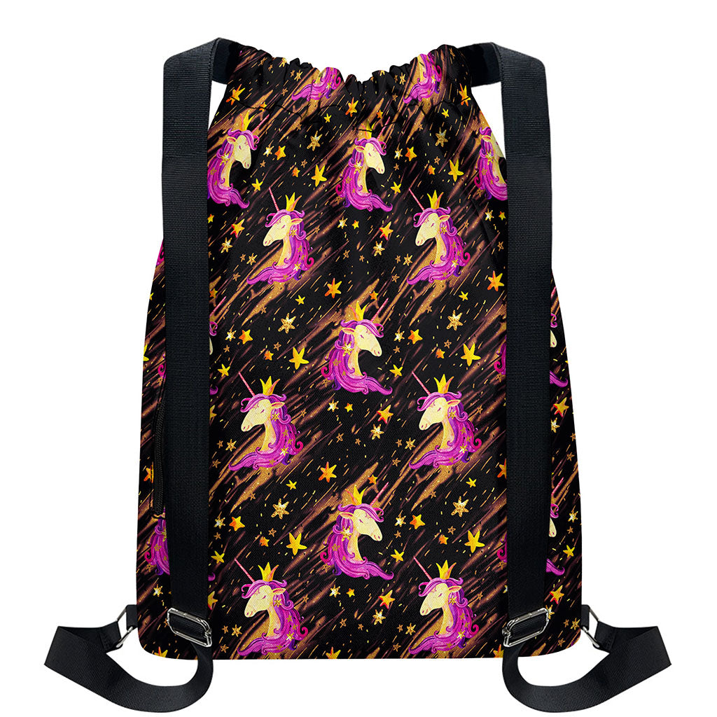 Star Fairy Unicorn Pattern Print Drawstring Backpack