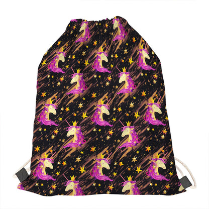 Star Fairy Unicorn Pattern Print Drawstring Bag