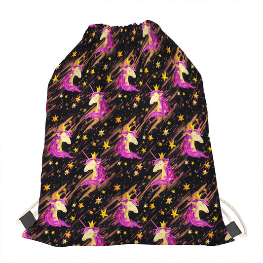 Star Fairy Unicorn Pattern Print Drawstring Bag