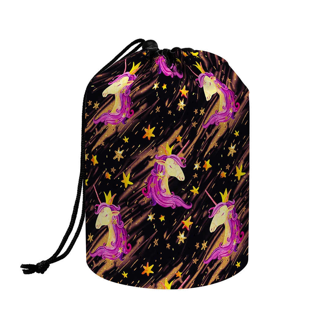 Star Fairy Unicorn Pattern Print Drawstring Makeup Bag