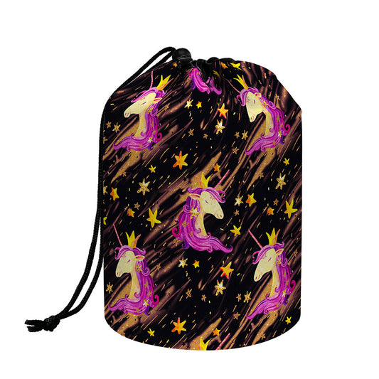 Star Fairy Unicorn Pattern Print Drawstring Makeup Bag