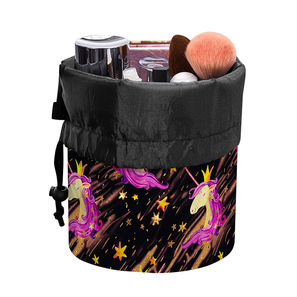 Star Fairy Unicorn Pattern Print Drawstring Makeup Bag