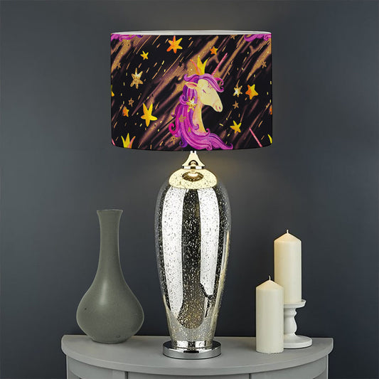 Star Fairy Unicorn Pattern Print Drum Lamp Shade