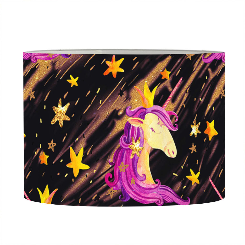 Star Fairy Unicorn Pattern Print Drum Lamp Shade