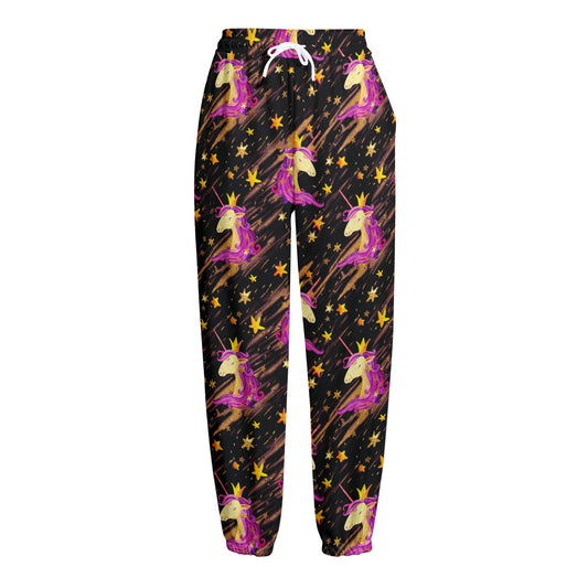 Star Fairy Unicorn Pattern Print Fleece Lined Knit Pants