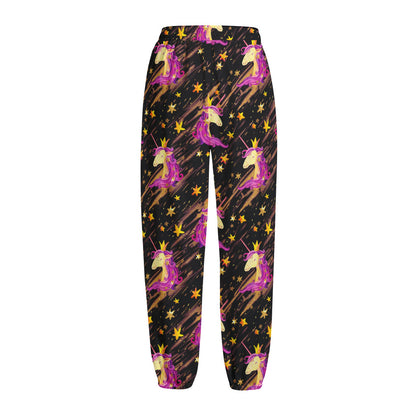 Star Fairy Unicorn Pattern Print Fleece Lined Knit Pants