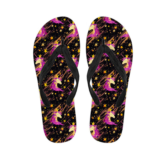 Star Fairy Unicorn Pattern Print Flip Flops