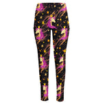 Star Fairy Unicorn Pattern Print High-Waisted Pocket Leggings