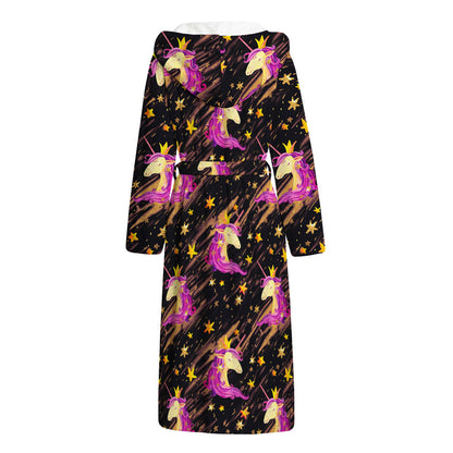 Star Fairy Unicorn Pattern Print Hooded Bathrobe