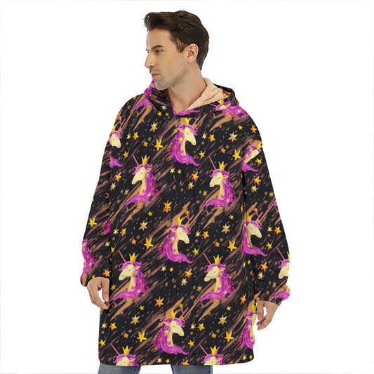 Star Fairy Unicorn Pattern Print Hoodie Blanket