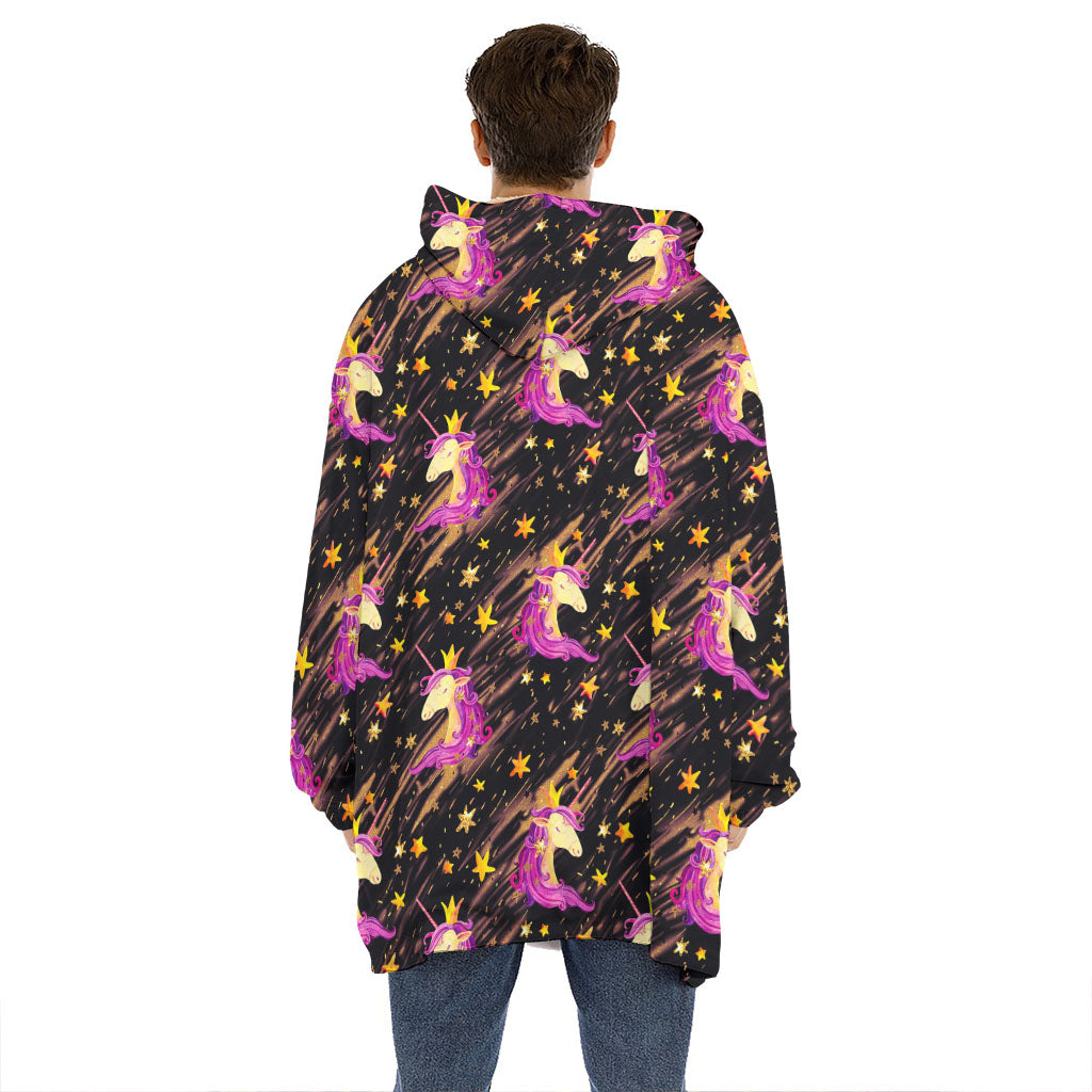 Star Fairy Unicorn Pattern Print Hoodie Blanket