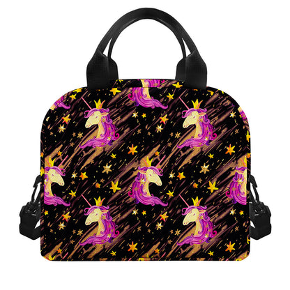 Star Fairy Unicorn Pattern Print Insulated Lunch Bag