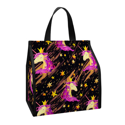 Star Fairy Unicorn Pattern Print Insulated Lunch Tote