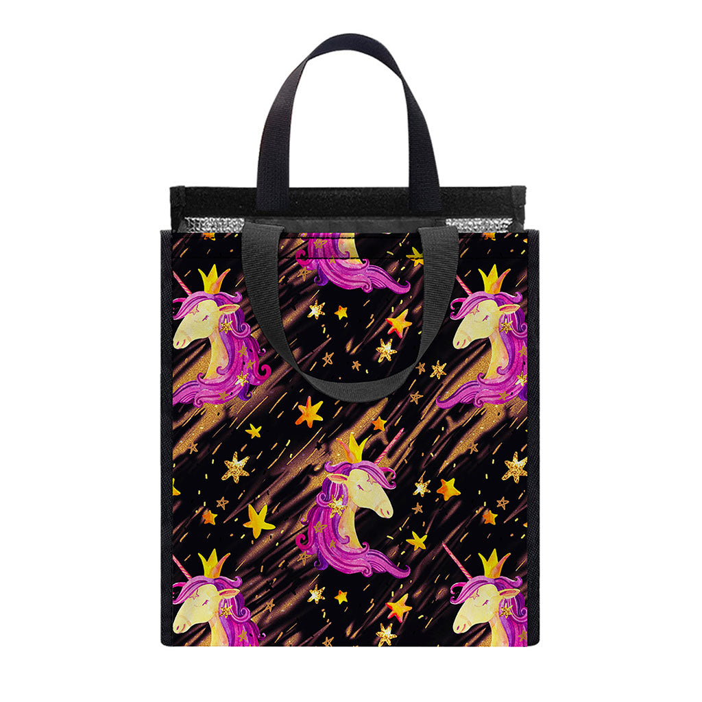 Star Fairy Unicorn Pattern Print Insulated Lunch Tote