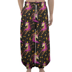 Star Fairy Unicorn Pattern Print Lantern Pants