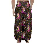 Star Fairy Unicorn Pattern Print Lantern Pants