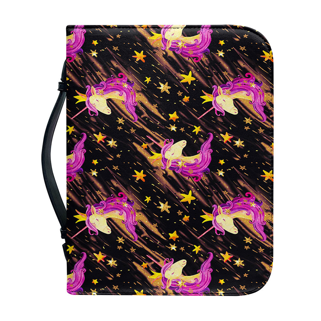 Star Fairy Unicorn Pattern Print Leather Bible Cover