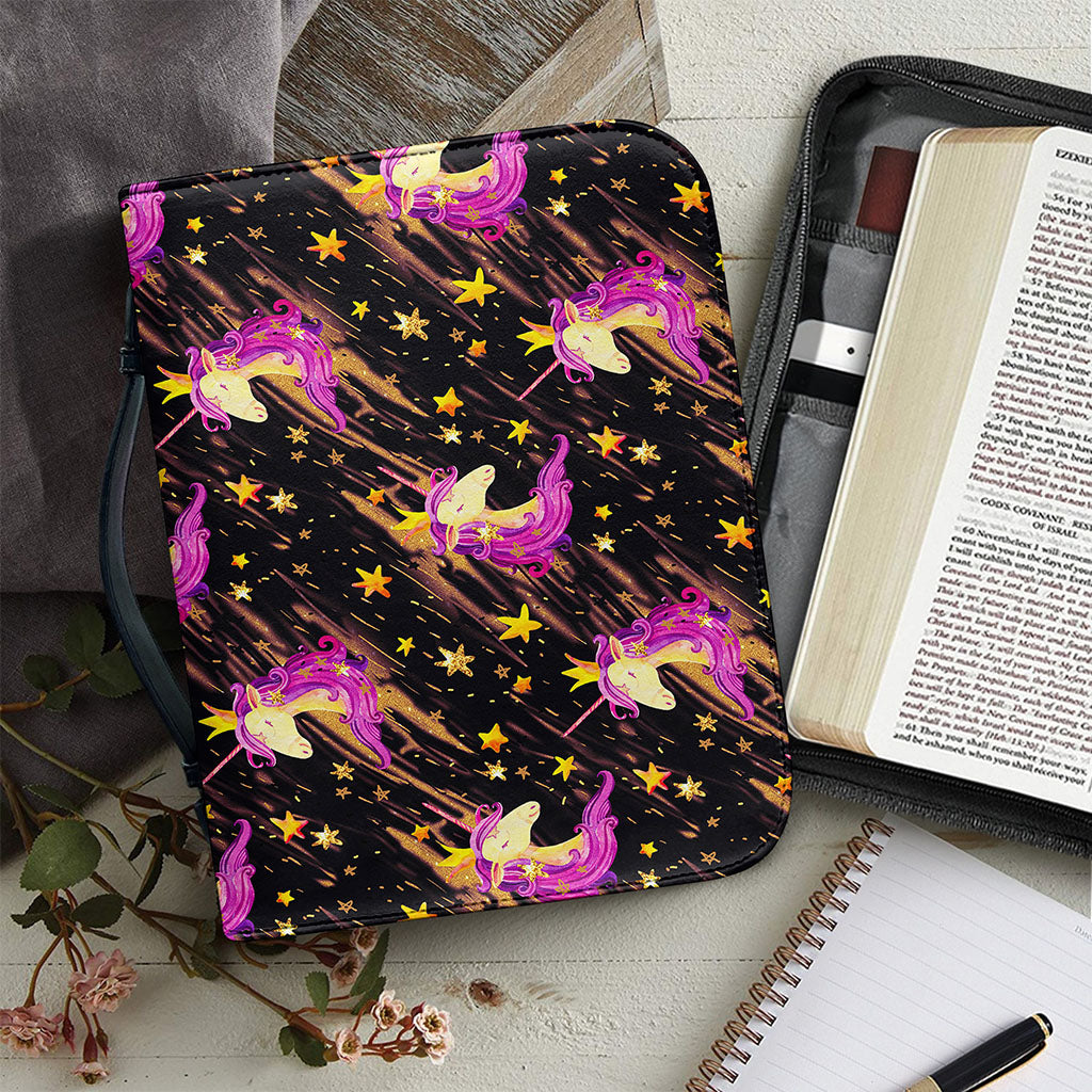 Star Fairy Unicorn Pattern Print Leather Bible Cover