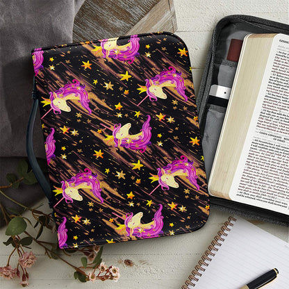 Star Fairy Unicorn Pattern Print Leather Bible Cover