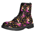 Star Fairy Unicorn Pattern Print Lace-Up Boots