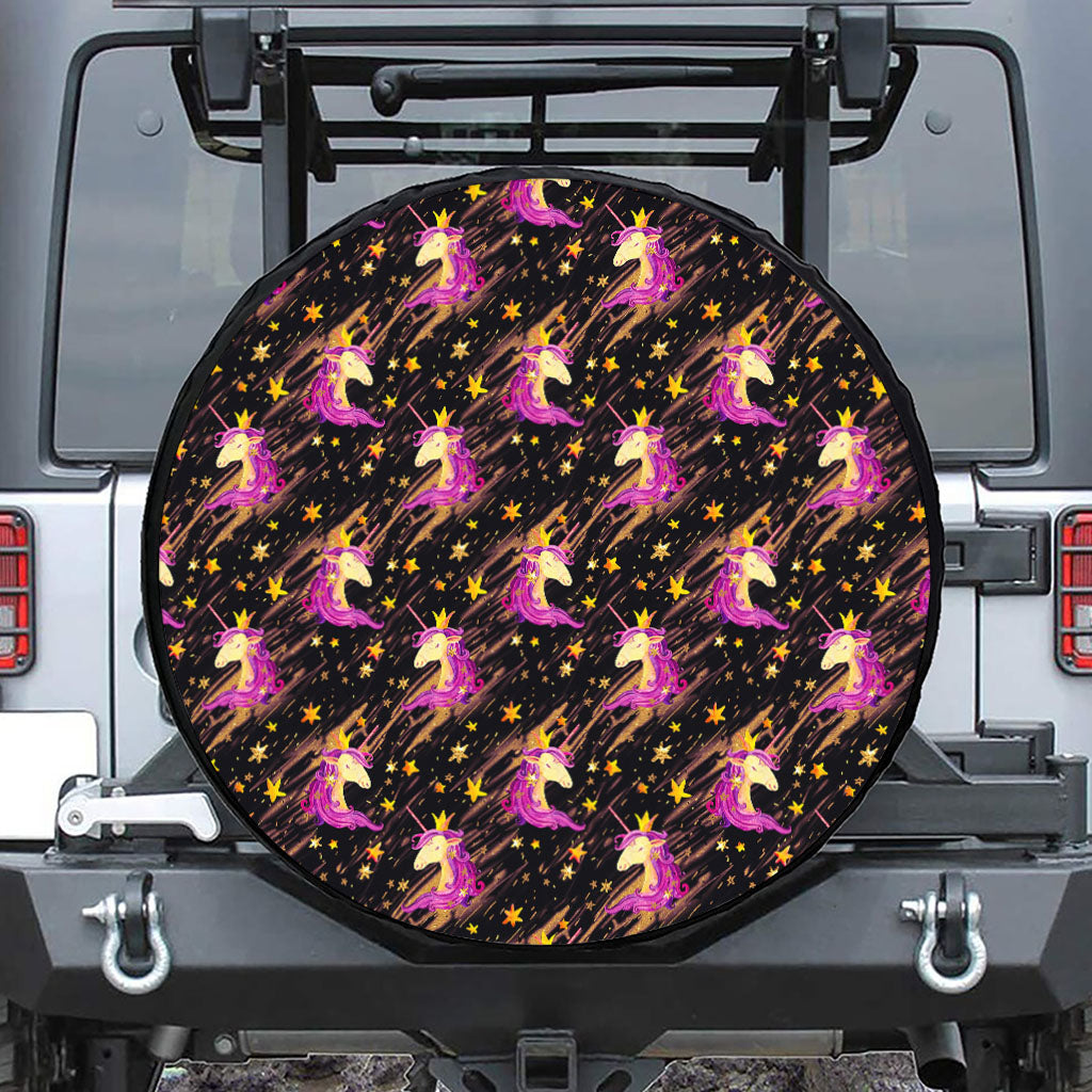 Star Fairy Unicorn Pattern Print Leather Spare Tire Cover