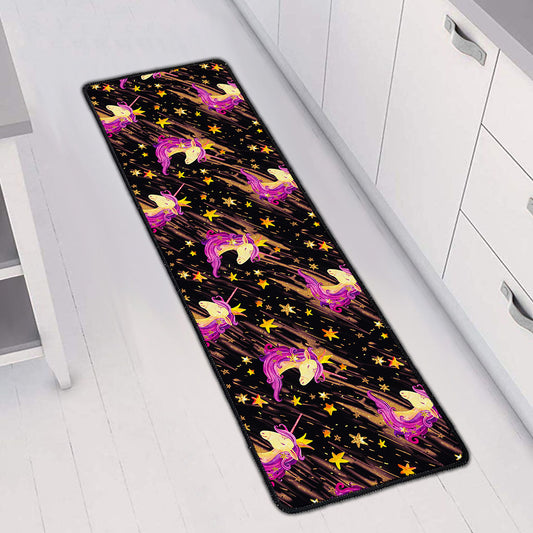 Star Fairy Unicorn Pattern Print Long Kitchen Mat