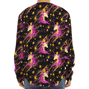 Star Fairy Unicorn Pattern Print Long Sleeve Baseball Jersey