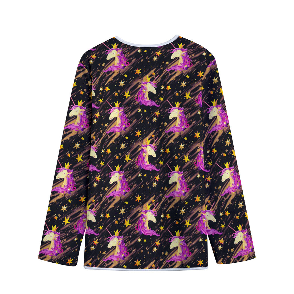 Star Fairy Unicorn Pattern Print Long Sleeve Short Coat