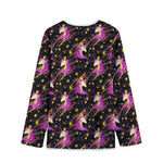 Star Fairy Unicorn Pattern Print Long Sleeve Short Coat