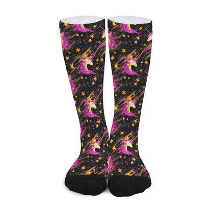 Star Fairy Unicorn Pattern Print Long Socks