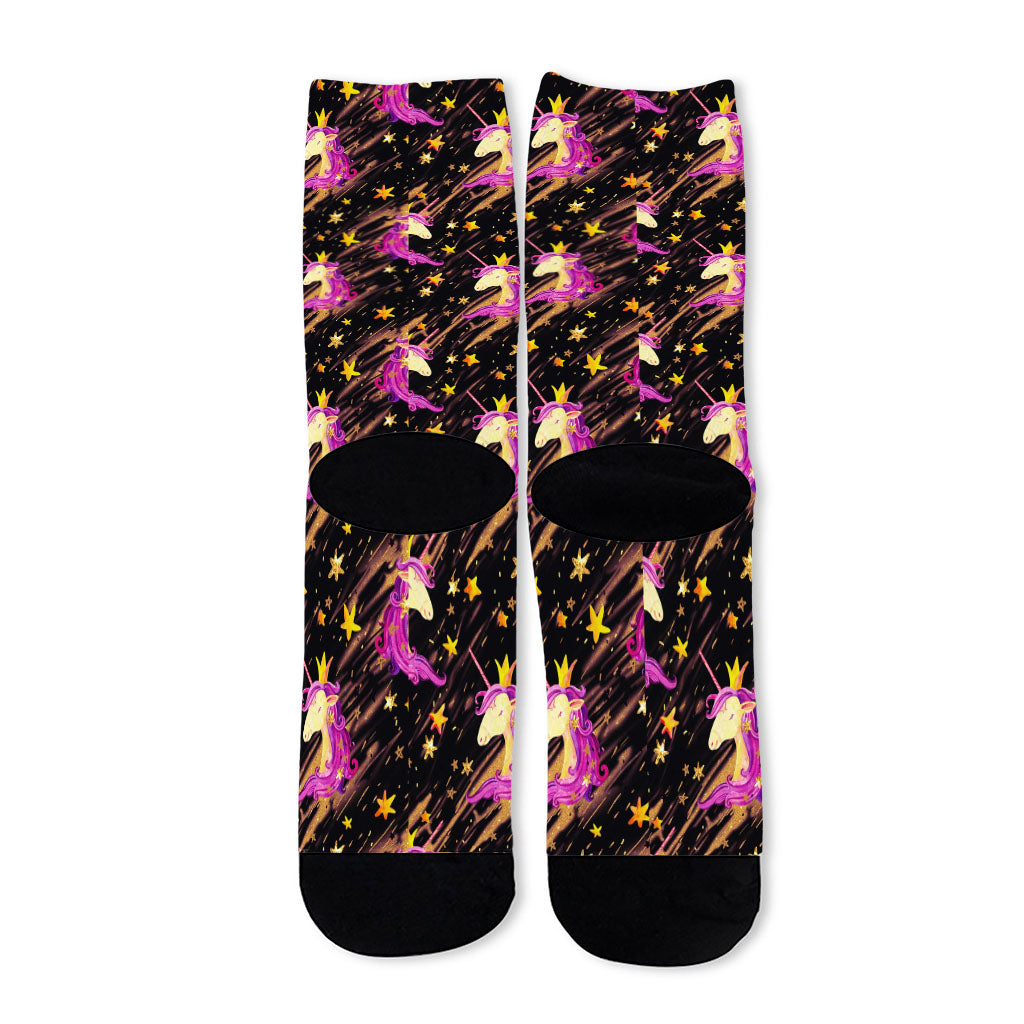 Star Fairy Unicorn Pattern Print Long Socks