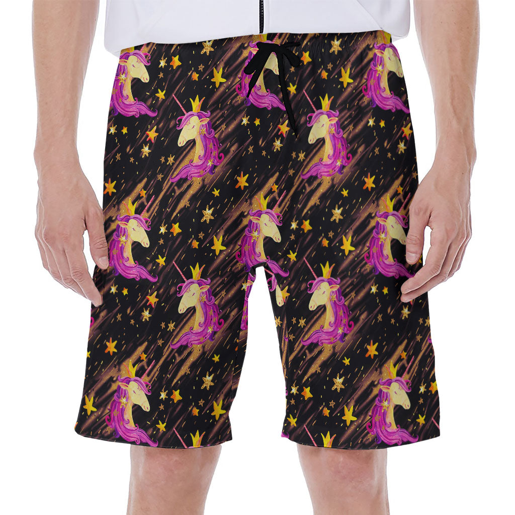 Star Fairy Unicorn Pattern Print Men's Beach Shorts