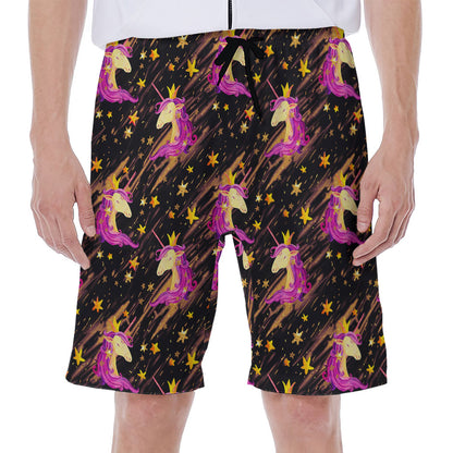Star Fairy Unicorn Pattern Print Men's Beach Shorts