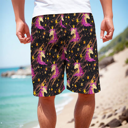 Star Fairy Unicorn Pattern Print Men's Cargo Shorts