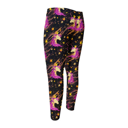 Star Fairy Unicorn Pattern Print Men's Compression Pants