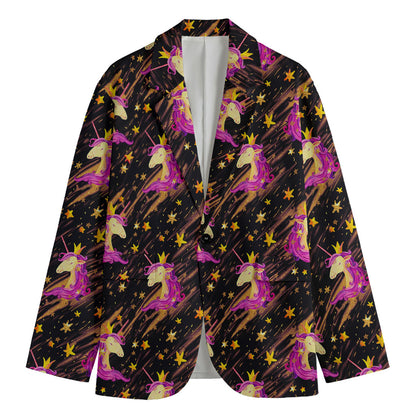 Star Fairy Unicorn Pattern Print Men's Cotton Blazer
