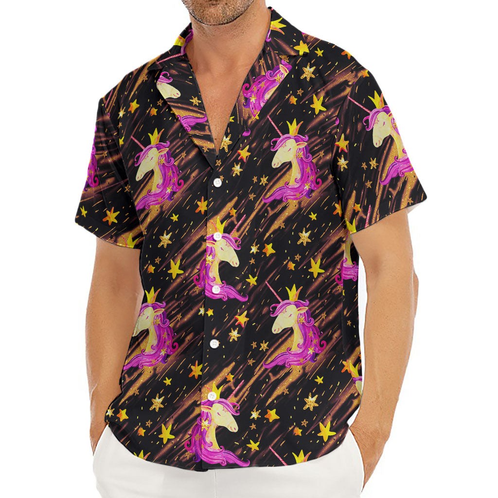 Star Fairy Unicorn Pattern Print Men's Deep V-Neck Shirt