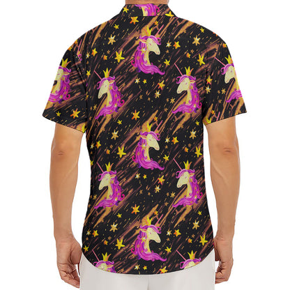 Star Fairy Unicorn Pattern Print Men's Deep V-Neck Shirt