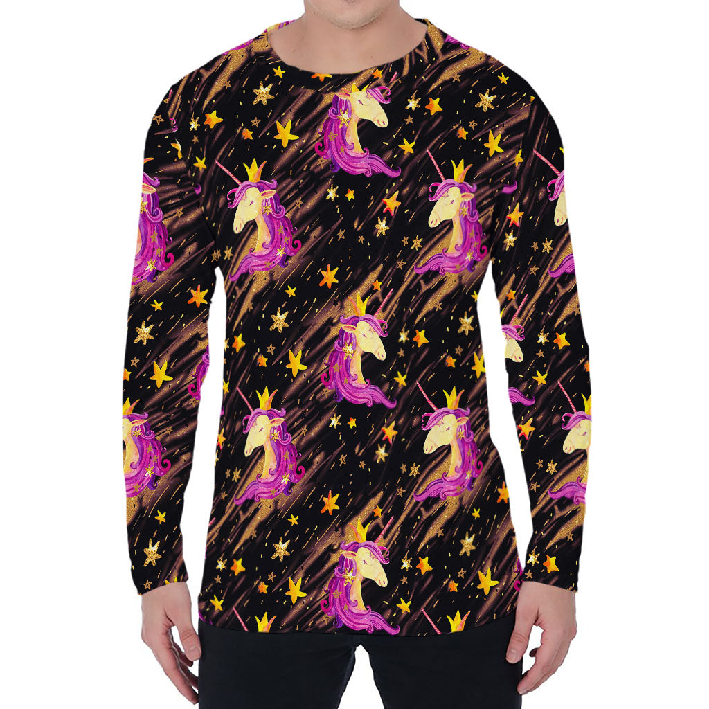 Star Fairy Unicorn Pattern Print Men's Long Sleeve T-Shirt