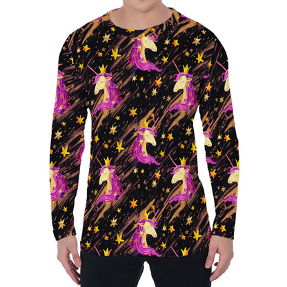 Star Fairy Unicorn Pattern Print Men's Long Sleeve T-Shirt