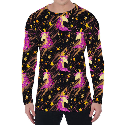 Star Fairy Unicorn Pattern Print Men's Long Sleeve T-Shirt