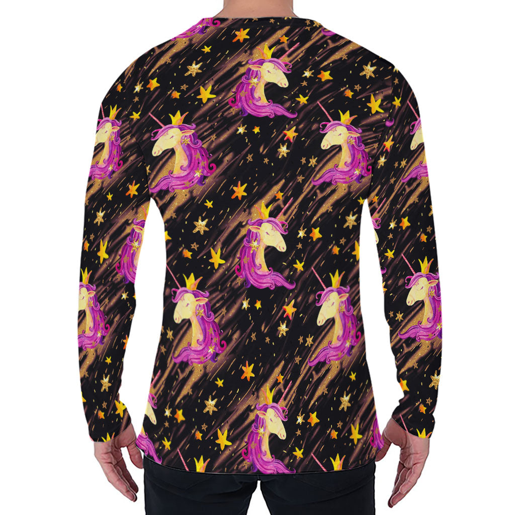 Star Fairy Unicorn Pattern Print Men's Long Sleeve T-Shirt