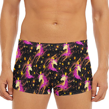 Star Fairy Unicorn Pattern Print Men's Short Boxer Briefs