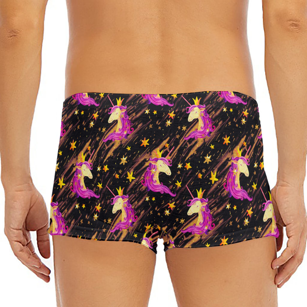 Star Fairy Unicorn Pattern Print Men's Short Boxer Briefs