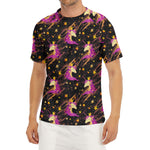 Star Fairy Unicorn Pattern Print Men's Short Sleeve Rash Guard