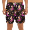 Star Fairy Unicorn Pattern Print Men's Split Running Shorts