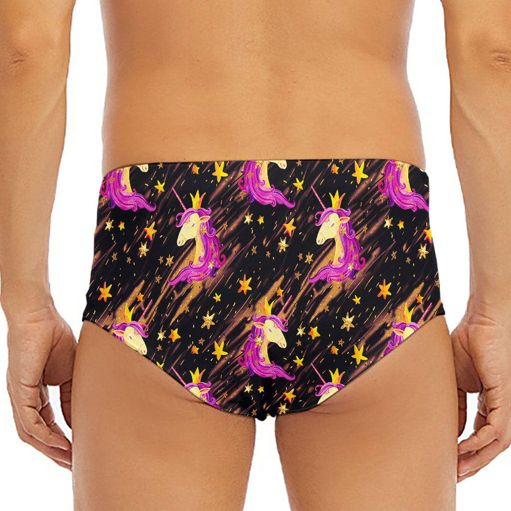 Star Fairy Unicorn Pattern Print Men's Triangle Swim Briefs