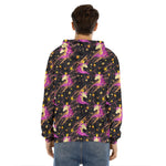Star Fairy Unicorn Pattern Print Men's Velvet Pullover Hoodie