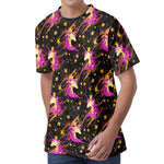 Star Fairy Unicorn Pattern Print Men's Velvet T-Shirt