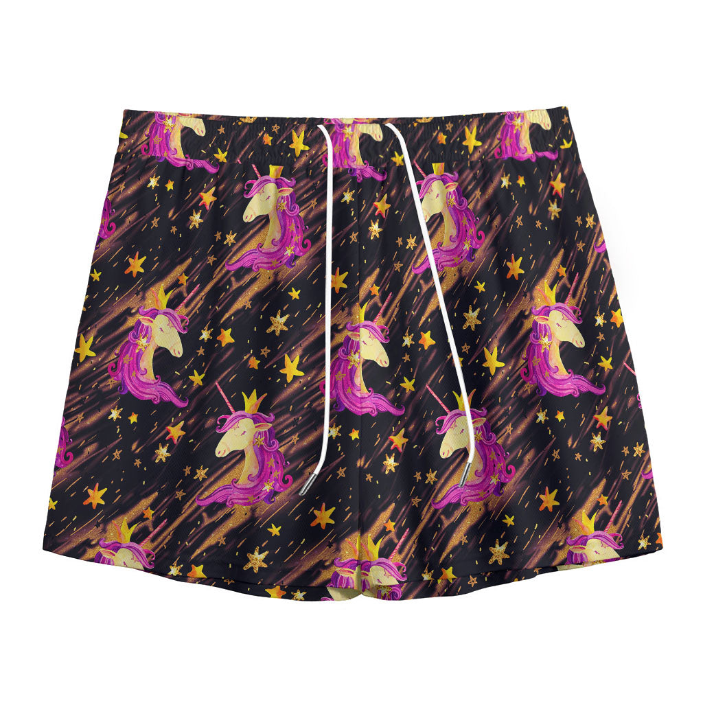 Star Fairy Unicorn Pattern Print Mesh Shorts